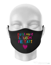 Masca personalizata reutilizabila Il iubim pe tati Negru