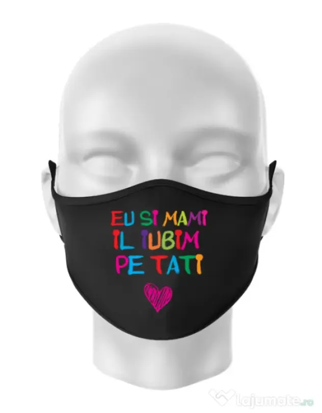 Masca personalizata reutilizabila Il iubim pe tati Negru