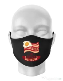 Masca personalizata reutilizabila In bacon we trust Negru