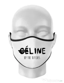 Masca personalizata reutilizabila Line up bitches Alb