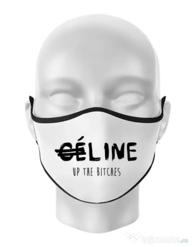 Masca personalizata reutilizabila Line up bitches Alb
