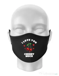 Masca personalizata reutilizabila Love you cherry much Negru