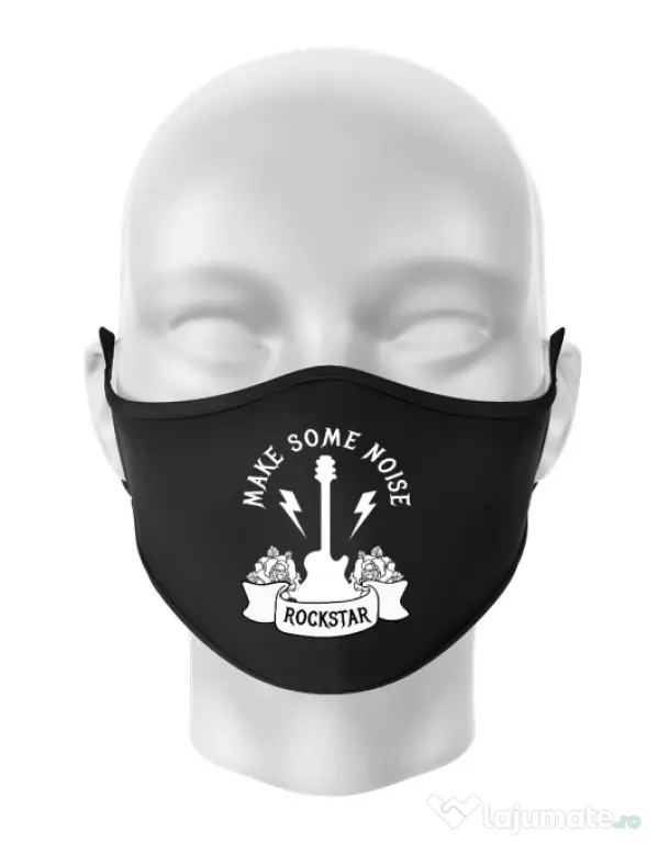 Masca personalizata reutilizabila Make some noise Negru