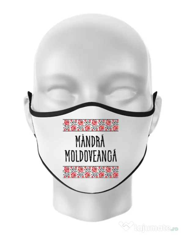 Masca personalizata reutilizabila Mandra moldoveanca Alb
