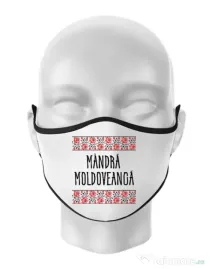 Masca personalizata reutilizabila Mandra moldoveanca Alb