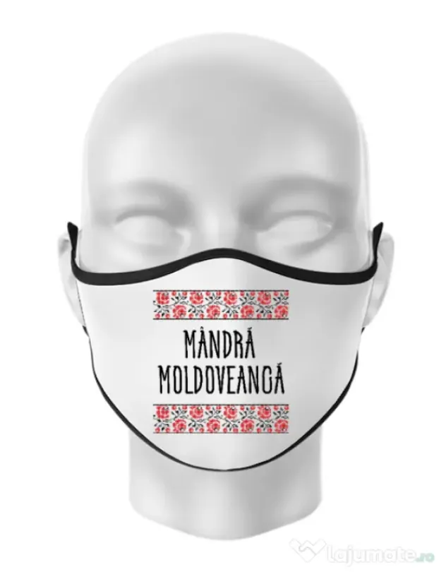 Masca personalizata reutilizabila Mandra moldoveanca Alb