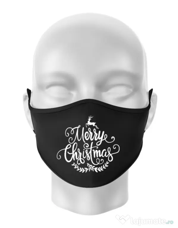 Masca personalizata reutilizabila Merry Christmas Negru