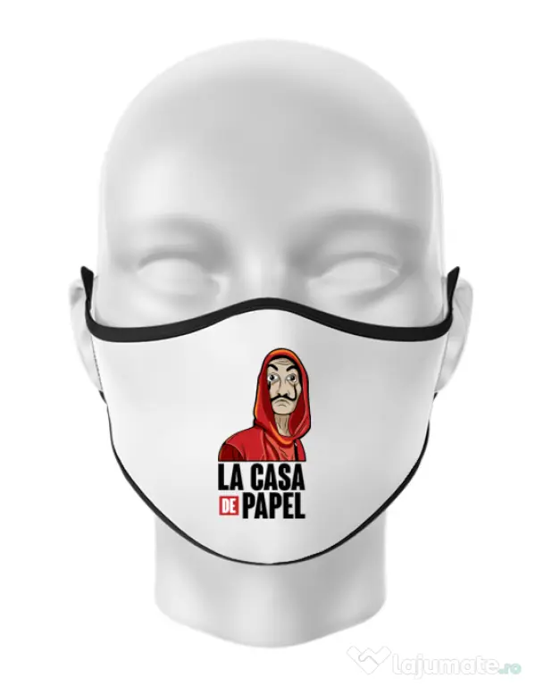 Masca personalizata reutilizabila Money heist Alb