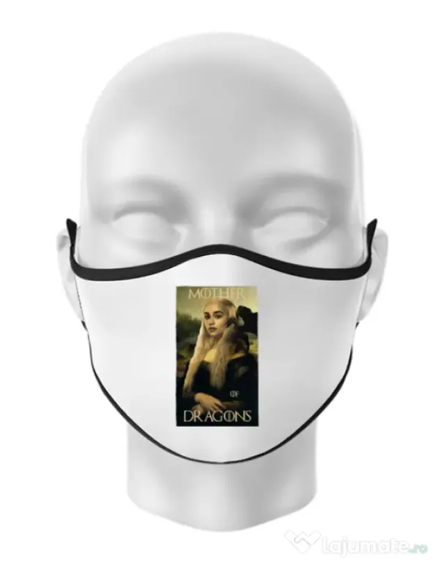 Masca personalizata reutilizabila Mother of dragons 3 Alb