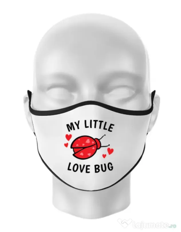 Masca personalizata reutilizabila My little love bug Alb