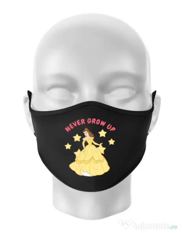 Masca personalizata reutilizabila Never grow up Negru