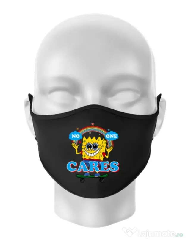 Masca personalizata reutilizabila No one cares Negru