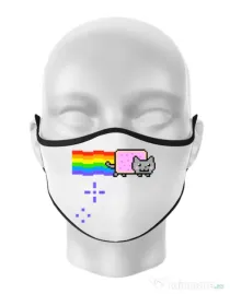 Masca personalizata reutilizabila Nyan cat Alb