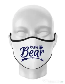 Masca personalizata reutilizabila Papa bear Alb
