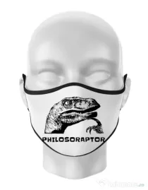 Masca personalizata reutilizabila Philosoraptor Alb