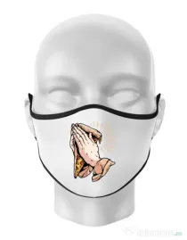 Masca personalizata reutilizabila Pray for pizza Alb