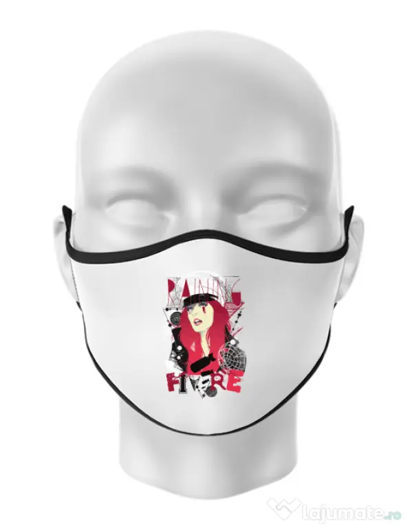 Masca personalizata reutilizabila Raining fire Alb