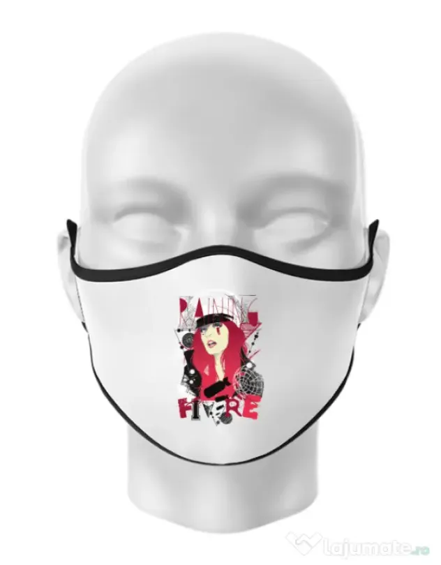 Masca personalizata reutilizabila Raining fire Alb