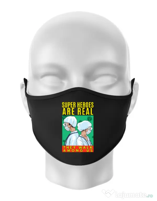 Masca personalizata reutilizabila Real super heroes Negru
