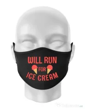 Masca personalizata reutilizabila Running for ice cream Negru