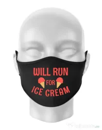 Masca personalizata reutilizabila Running for ice cream Negru