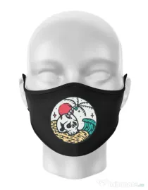 Masca personalizata reutilizabila Skull and beach Negru