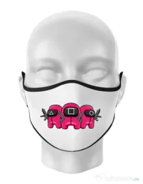 Masca personalizata reutilizabila Squid Squad Alb