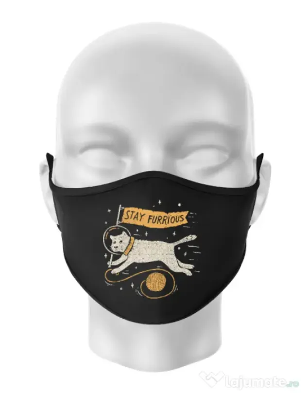 Masca personalizata reutilizabila Stay Furrious Negru