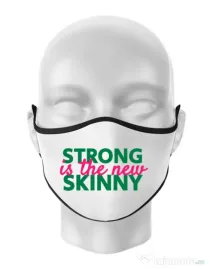 Masca personalizata reutilizabila Strong is the new skinny Alb