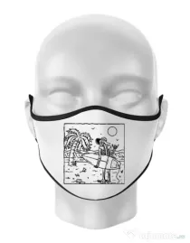 Masca personalizata reutilizabila Surf dude Alb