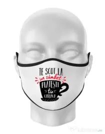Masca personalizata reutilizabila Te scot la un zambet Alb