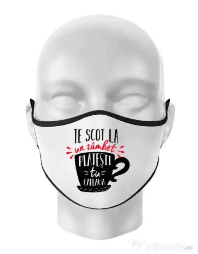Masca personalizata reutilizabila Te scot la un zambet Alb