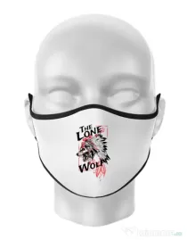 Masca personalizata reutilizabila The lone wolf Alb