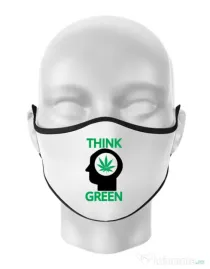 Masca personalizata reutilizabila Think green Alb