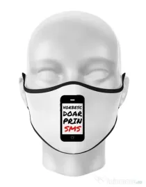 Masca personalizata reutilizabila Vorbesc doar prin sms Alb