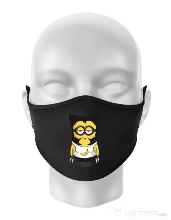 Masca personalizata reutilizabila Wolve minion Negru
