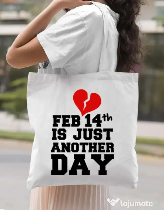 Sacosa din panza 14 Februarie Alb