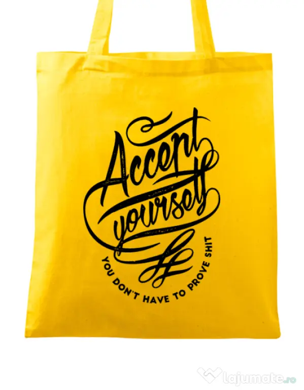 Sacosa din panza Accept Yourself Galben