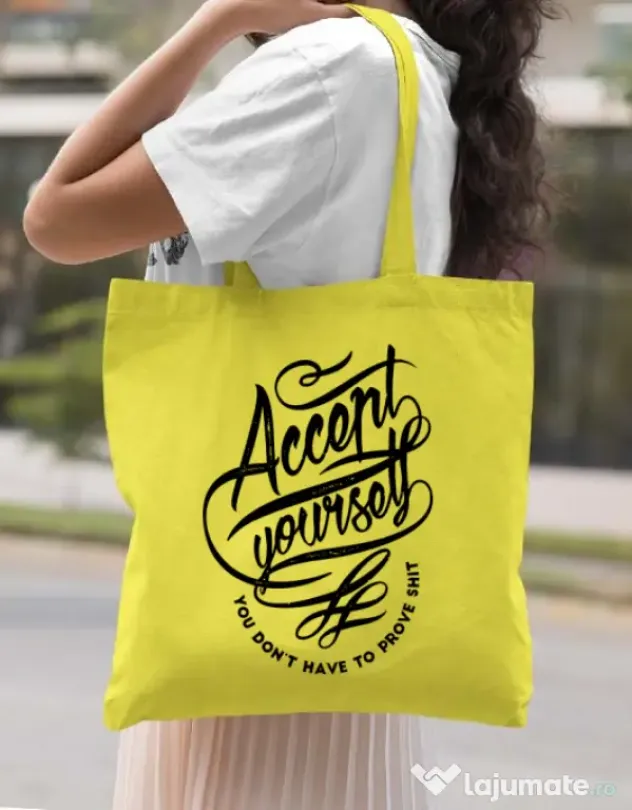 Sacosa din panza Accept Yourself Galben