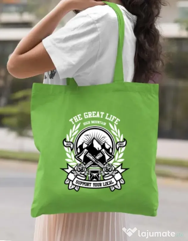 Sacosa din panza Axe Verde mar