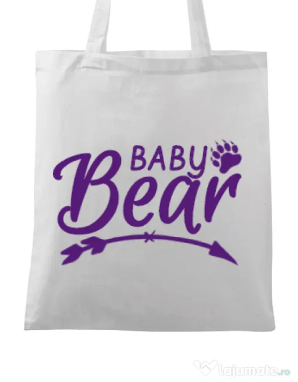 Sacosa din panza Baby bear Alb