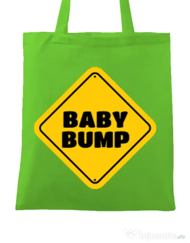 Sacosa din panza Baby bump Verde mar