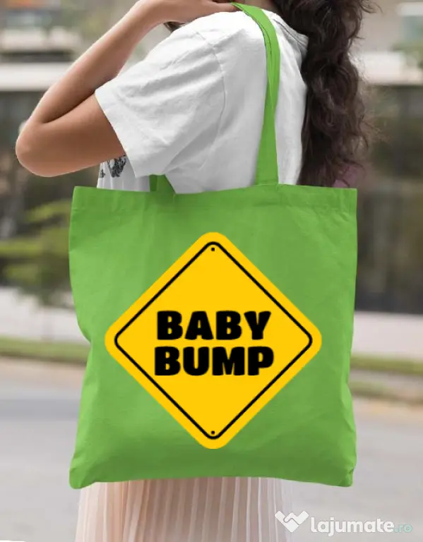 Sacosa din panza Baby bump Verde mar