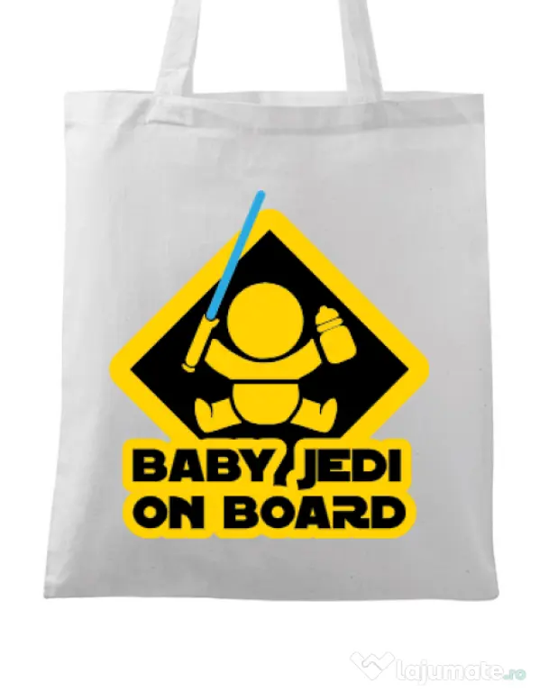 Sacosa din panza Baby Jedi Alb