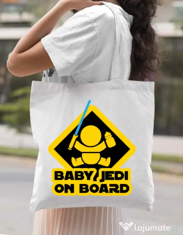 Sacosa din panza Baby Jedi Alb