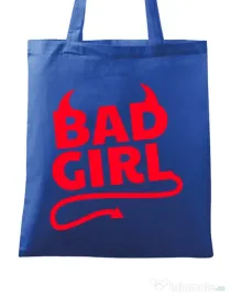 Sacosa din panza Bad girl Albastru regal