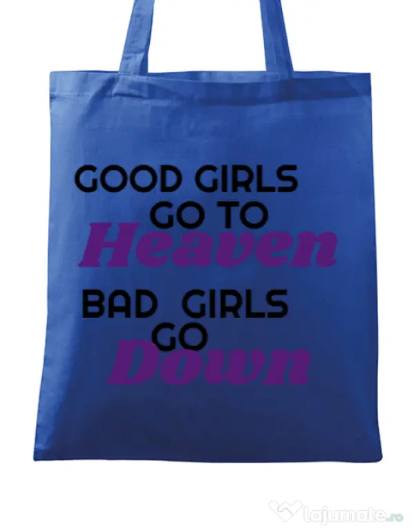 Sacosa din panza Bad girls go down Albastru regal