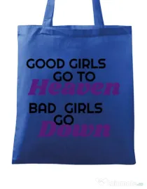 Sacosa din panza Bad girls go down Albastru regal