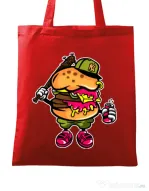 Sacosa din panza Bastard burger Rosu