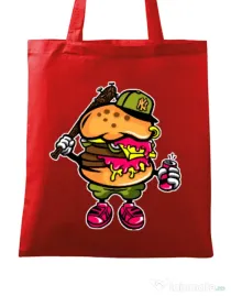 Sacosa din panza Bastard burger Rosu
